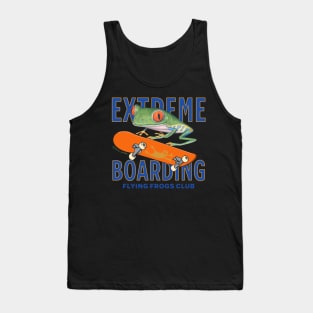 Funny and cute flying through the air riding a skateboard Red eyed tree frog having fun Tank Top